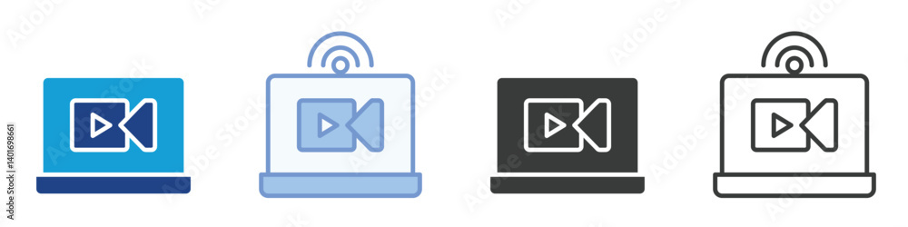 Poster live streaming icons collection – multiple vector styles icons