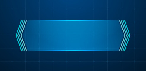 Technology box or futuristic callout title banner and digital frame boxes. HUD screen or textbook blue vector
