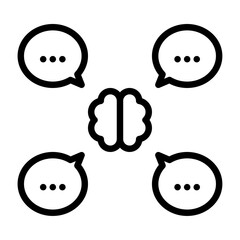 brain outline icon. thought black line illustration.