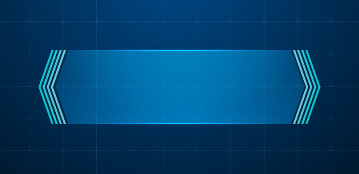 Technology box or futuristic callout title banner and digital frame boxes. HUD screen or textbook blue vector