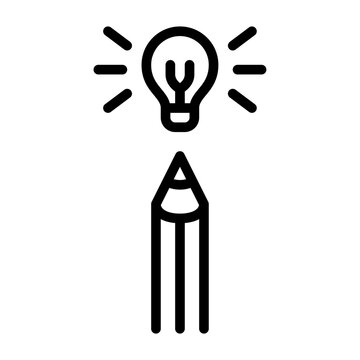 recommend clip art: creative outline icon. pencil black line illustration.