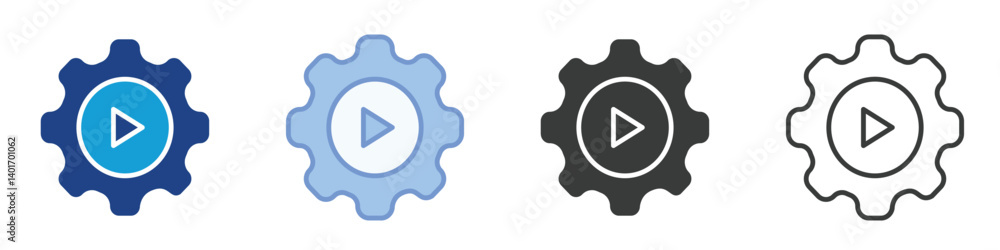 Poster management icons collection – multiple vector styles icons