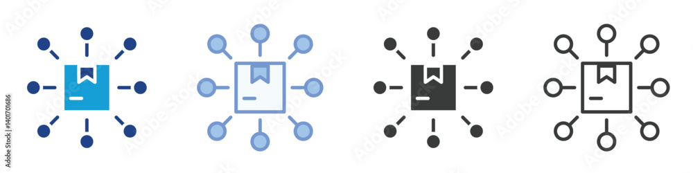 Poster marketing direction icons collection – multiple vector styles icons