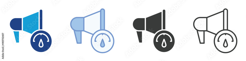 Poster marketing meter icons collection – multiple vector styles icons