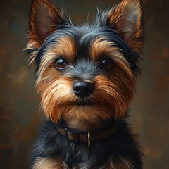 Hyper-realistic Yorkshire Terrier Portrait Cute Puppy Dog Illustration Animal Art Collection