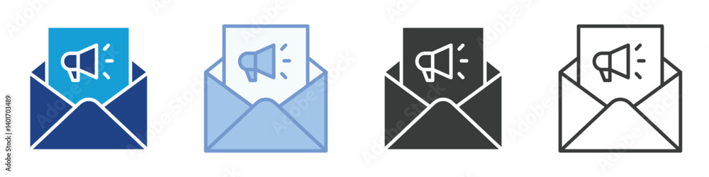 Poster marketing email icons collection – multiple vector styles icons