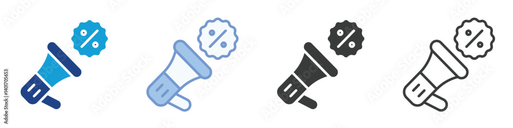 Poster megaphone marketing icons collection – multiple vector styles icons