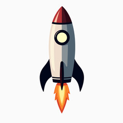 vibrant rocket launch illustration with red and yellow flames