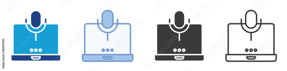 Poster microphone laptop icons collection – multiple vector styles icons