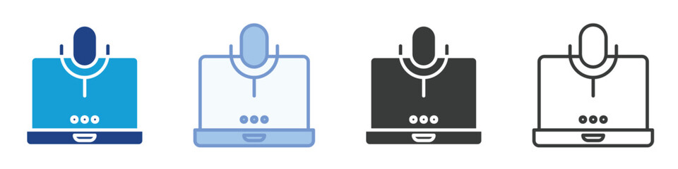 Microphone Laptop Icons Collection – Multiple Vector Styles Icons