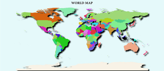 High-resolution illustration of the map of world, showcasing the complete geographical shape of the country
