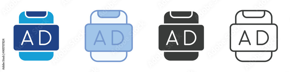 Poster mobile ads icons collection – multiple vector styles icons