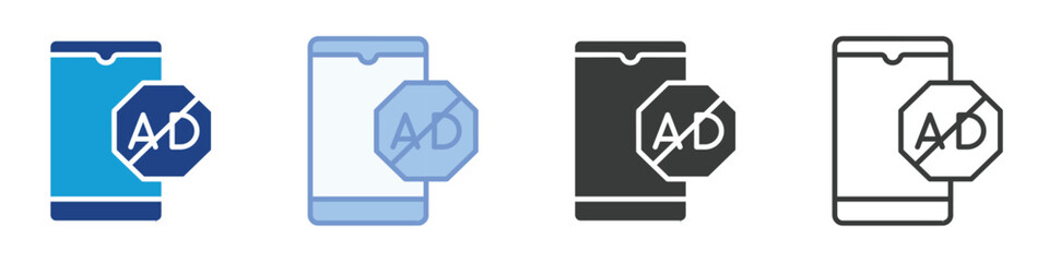 Mobile Ads Block Icons Collection – Multiple Vector Styles Icons