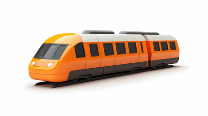Orange Modern Electric High Speed Train on Railway Against White Background a Clean Design for Efficient Public Transportation