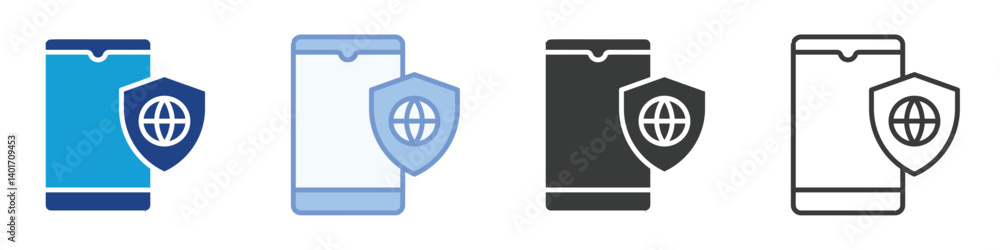 Poster mobile protection icons collection – multiple vector styles icons