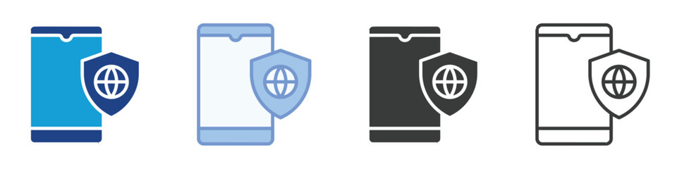 Mobile Protection Icons Collection – Multiple Vector Styles Icons