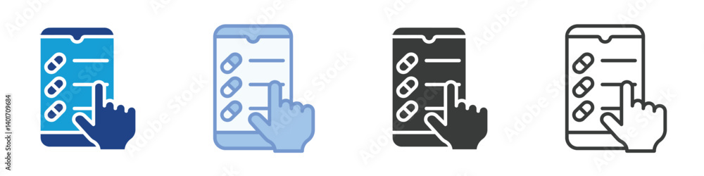 Poster mobile purchase icons collection – multiple vector styles icons