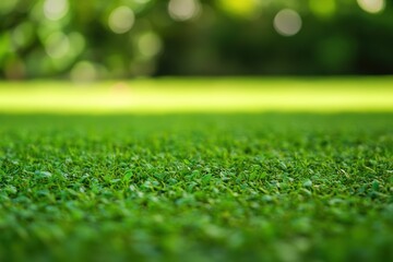 Naklejka premium A detailed view of vibrant green grass with a soft-focus backdrop.