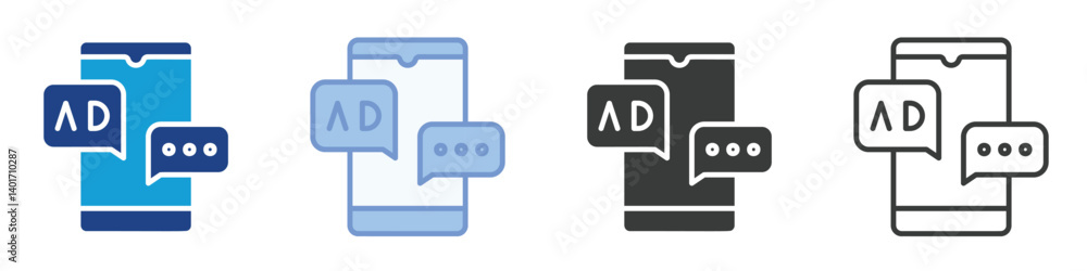 Poster mobile smartphone icons collection – multiple vector styles icons