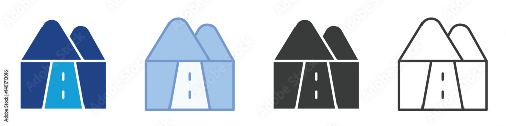 Poster mountain icons collection – multiple vector styles icons