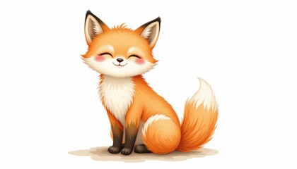 Fototapeta premium Charming fox illustration whimsical art cute animal character digital drawing playful vibe for kids