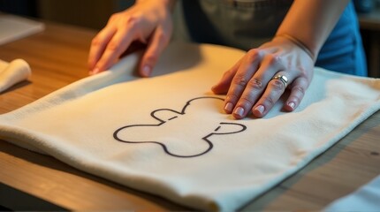 Obraz premium Female preparing pastry with bone shape design in cozy kitchen setting.