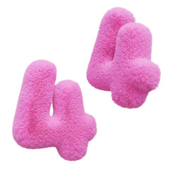 pink fur number 4 3D graphic