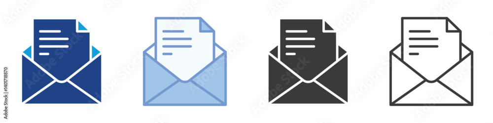 Poster newsletter icons collection – multiple vector styles icons