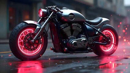 Obraz premium motorcycles on the street. Generative AI