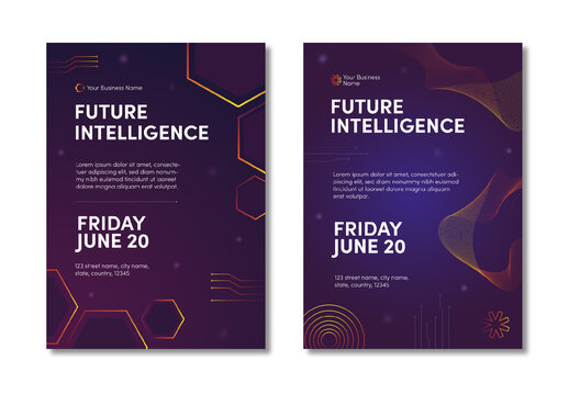 Purple And Orange Futuristic Tech Business Ai Flyer Template