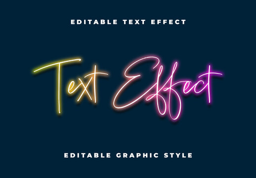 Pink And Yellow Neon Font Script Light Glowing Text Effect
