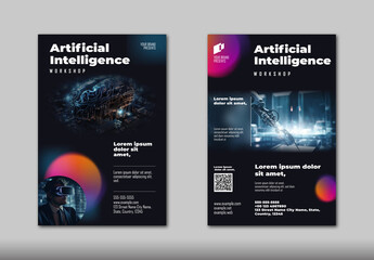 Multicolor And Black Futuristic Artificial Intelligence Poster Layout
