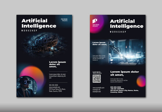 Multicolor And Black Futuristic Artificial Intelligence Poster Layout