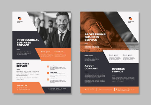 Orange And Black Professional Corporate Business Services Flyer