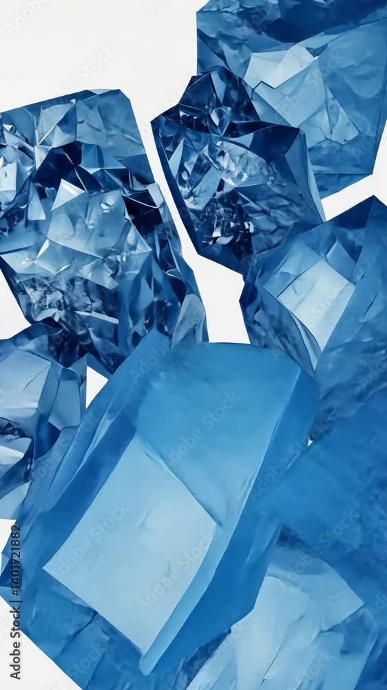 Poster abstract arrangement of geometric shapes in shades of blue creating a crystal-like effect with artis