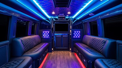 Luxurious party bus interior