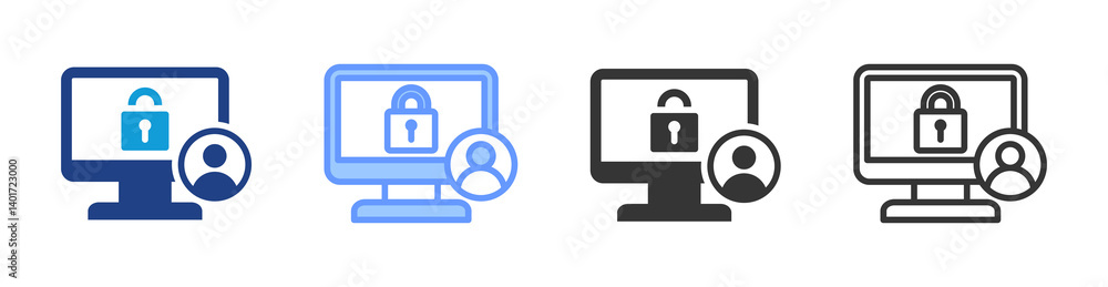 Poster Access Control icon set multiple style collection