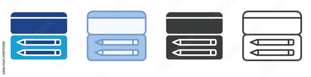 Poster pencil case icons collection – multiple vector styles icons
