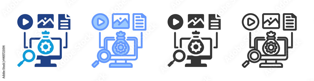 Aufkleber asset tracking icon set multiple style collection