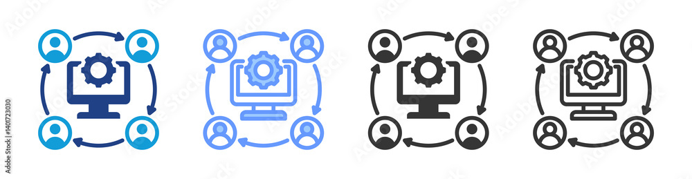 Poster collaboration tools icon set multiple style collection