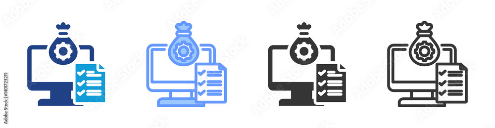 Poster Asset Usage Analytics icon set multiple style collection