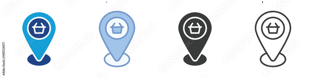 Poster place icons collection – multiple vector styles icons