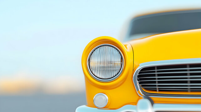 Fototapeta Close Up of Yellow Classic Car Headlight