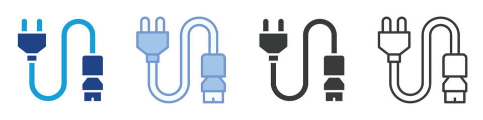 Power Cable Icons Collection – Multiple Vector Styles Icons