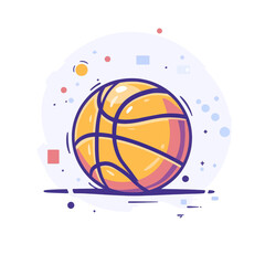 Modern illustration of a basketball ball icon in flat color style
