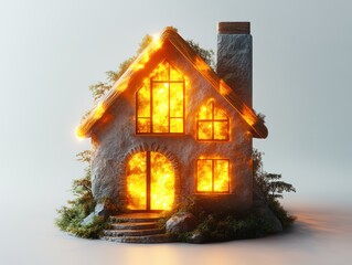 Naklejka premium Minimalist Golden House Icon with 2025 for Expensive Real Estate Concept
