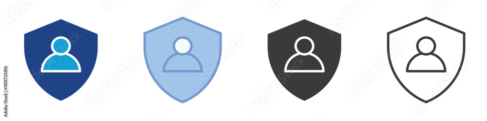 Poster profile protection icons collection – multiple vector styles icons