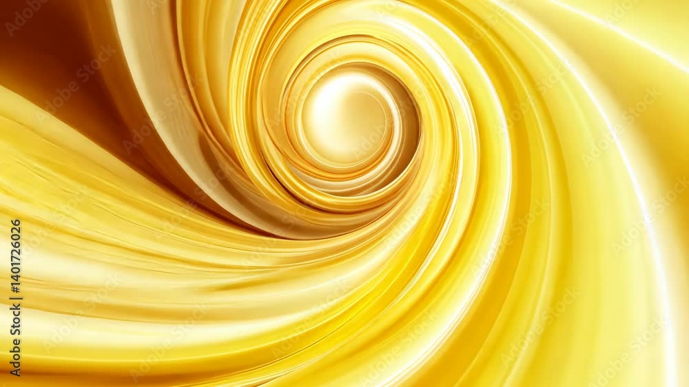 Poster abstract golden liquid swirl with bright center creating a dynamic and smooth flowing effect, suitab