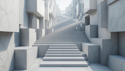 Obraz premium Abstract Geometric Concrete Staircase in a Modern City