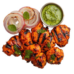 Smoky Chicken Tikka on transparent background